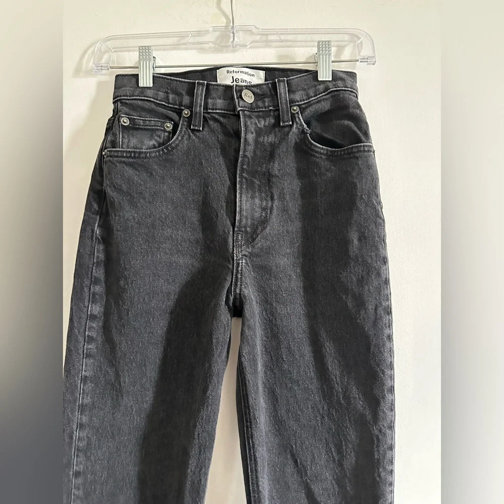 Reformation Jeans Denim Black Cindy Bootleg Jean in Erie Wash size 24 EUC - Picture 4 of 10